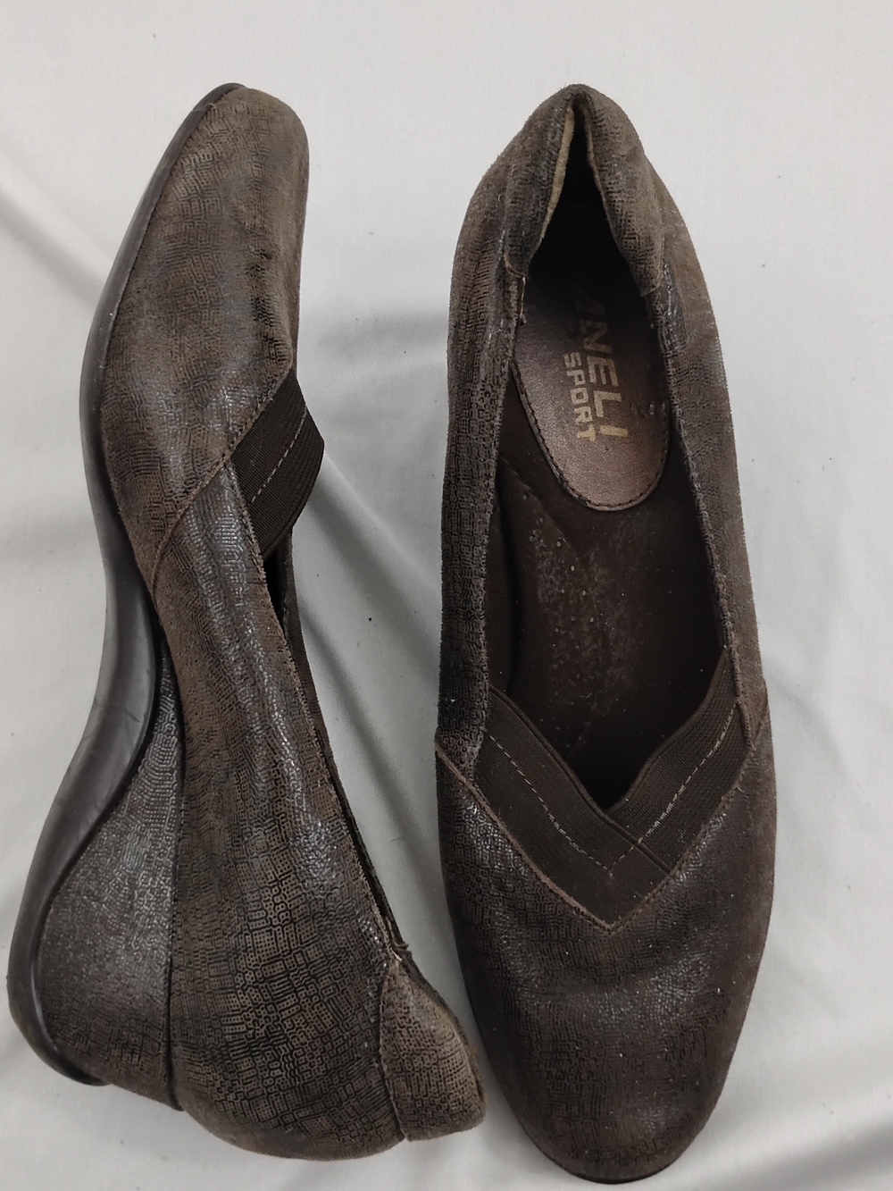 Vaneli Brown Textured Wedge Slip-On